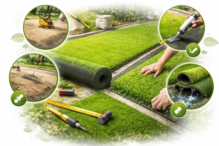 Hướng dẫn thi công cỏ nhân tạo tại nhà đúng kỹ thuật